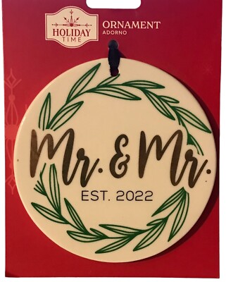 Holiday Time Mr. & Mrs. EST. 2022 Christmas Ceramic Hanging Ornament