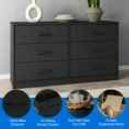 mainstays black dresser Modern Black 8 Drawer Dresser For Bedroom Large Storage Wide Chest Of main image 0