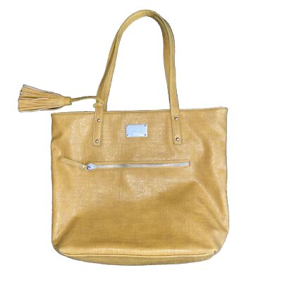 Nine West Women's Tote Bag Animal Print Double Handle Yellow Ochre Purse  Yearly