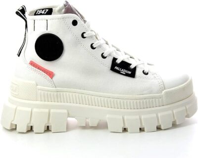 Palladium Womens Revolt Hi TX 97242-127 Star White/Marshmallow Platform Boots