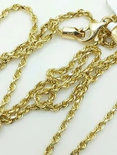 14k Solid Yellow Gold Diamond Cut Twist Rope Necklace Pendant Chain 1.8mm 16-30"