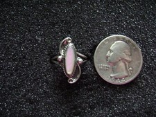 Vintage Southwestern Sterling Silver and Mother of Pearl Ring Size 6.5