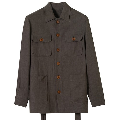 Mens 100% Linen Safari Jacket Breathable Belted Hunting Coat Casual Outwear Tops - Picture 26 of 26