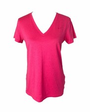 Nike Shirt Womens Medium Pink Dri-Fit Athletic Short Sleeve V-Neck