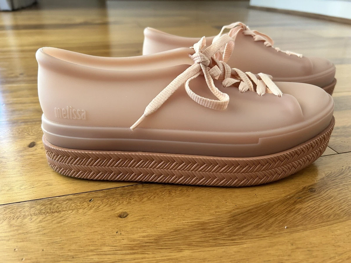Melissa Pink Jelly Chunky Sole Lace Up Sneakers shoes vegan Size