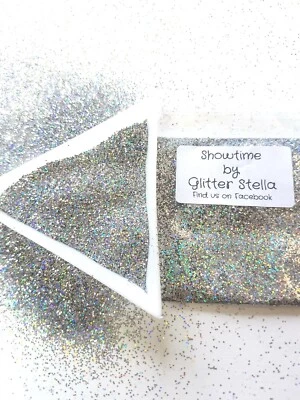 GLITTERSTELLA Nail Art Glitter Fine 0.4mm (Show Time) Silver Holographic Sparkle 10g Cosmetic