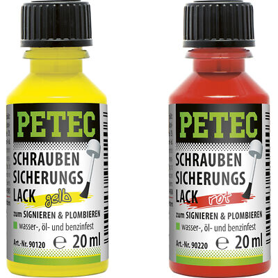 Petec Schraubensicherungslack Schraubenlack Gelb Rot 20ml Auswahl