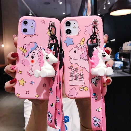 For iPhone Samsung Unicorn + Strap Stand Cute Cartoon Girl Hot Phone Case Cover - Picture 8 of 14