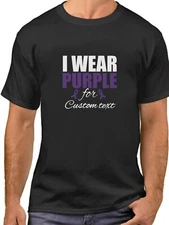 I Wear Purple For CUSTOM Text Shirt Ribbon Epilepsy Awareness Pancreatic Cancer