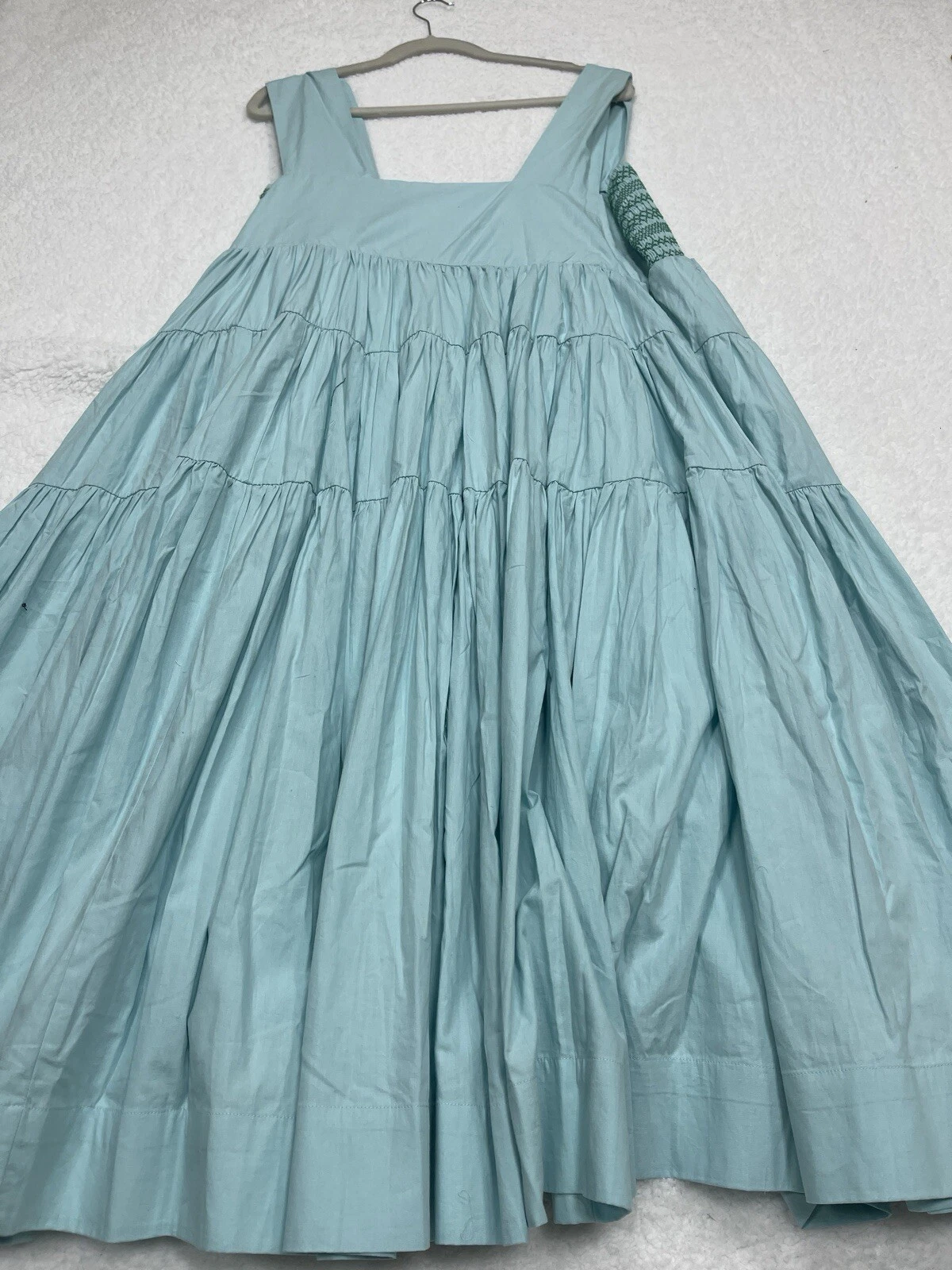 PALM ANGELS Abito midi Anthropologie Helena a strati smocked preppy boho vacay taglia XLP nuovo con etichette