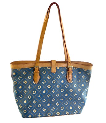 Vintage Dooney & Bourke Purse Coated Cotton Tan Leather Pink