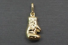14K Solid Yellow Gold Boxing Glove Charm Pendant.