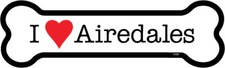 I Heart (Love) Airedales Airedale Terrier Dog Bone Car Magnet 2" x 7" USA Made