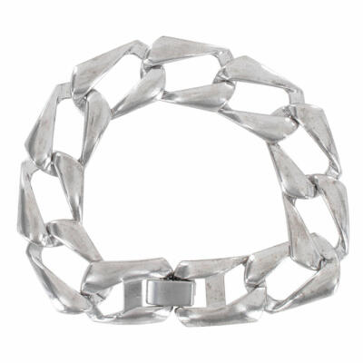 Vintage Silver Tone Large Linear Link Chain Bracelet Womens Jewelry 7''