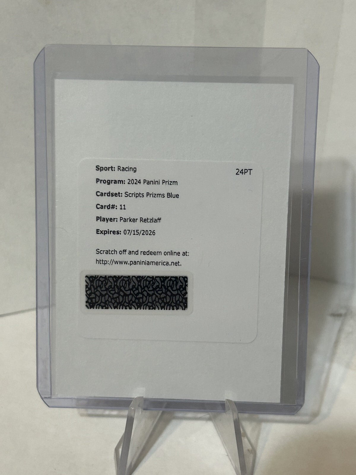 Parker Retzlaff 2024 Panini Prizm NASCAR Scripts Auto Redemption Blue Prizm #/49