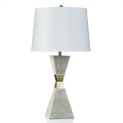 StyleCraft Table Lamps 32.25'' Polyresin Metal Linen Antique Brass + Washed Gray