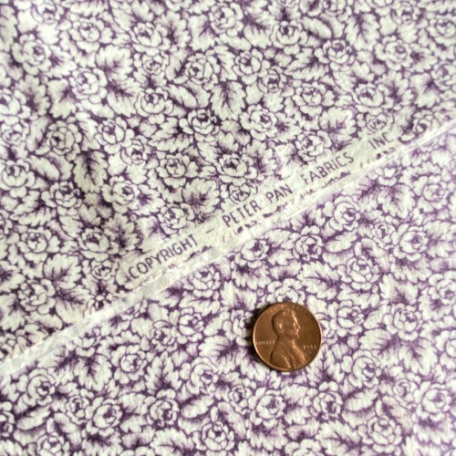 1 YD Vintage Packed Floral Fabric Purple Quilting Cotton - Picture 2 of 5