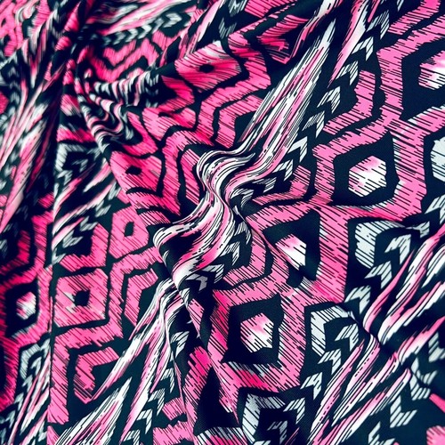 Spandex Fabric 4-way Stretch Pink Ethnic Print 60" Wide by the Yard for Swimwear - Picture 7 of 7