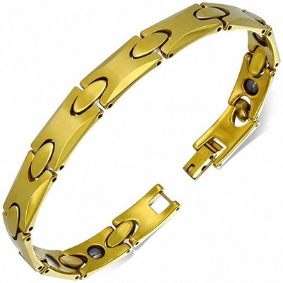 Bracelet Homme En Tungstène Magnétique - Maillons Imbriqués Argenté - Neuf Avec étiquettes