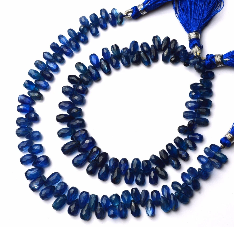Briolettes en forma de gota facetados cianita de calidad fina gema natural de 3x5 a 5x8 mm 8" Foto 4 de 4
