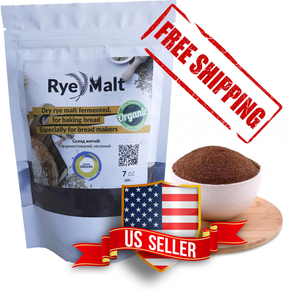 Rye malt , fermented malt , malt for rye bread , rye malt, solod, ( 7oz