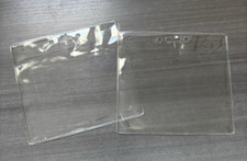 2 Clear Plastic Lanyard ID Badge Holders Horizontal Sleeve