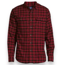 George Shirt Men's Medium Red Black Plaid Button Up Long Sleeve Cotton Adult