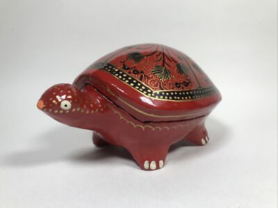Handgefertigte bemalte Papier Mache lackierte Schildkröte Schildkröte Box Indien? Kaschmir?