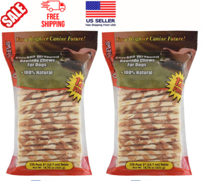Canine Chews Chicken-Wrapped Rawhide Chews for Dogs 125ct.(Pack 2) Free Shipping