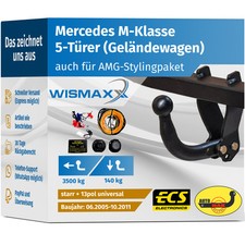 ANHÄNGERKUPPLUNG starr für Mercedes ML W164 M-Klasse 05-11 +13pol E-Satz ABE
