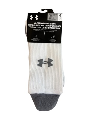 3 Pairs Under Armour UA Performance Tech CREW Socks WHITE Unisex Large
