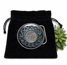 Vintage Style Rhinestone Belt Buckle Silver Tone Heavy Buckle Western Bling