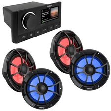 Fusion Marine Receiver + 2 Pairs Wet Sounds RECON8-BG-RGB Speakers