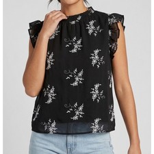 Top Ophelia Roe para mujer grande con volantes sin mangas bordados con ojales