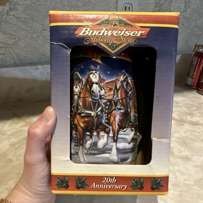 Budweiser Holiday Stein 1999 20th Anniversary Collectible Beer Stein with Box