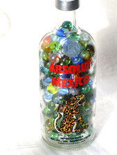 200 Glass Marbles in Glass Bottle