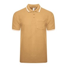 Men's Polo Short Sleeve Pique Plain Single Tipping Chest Pocket Casual Tee Top