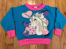 Vintage 80s Unicorn Sparkly Sweatshirt Toddler XOXO Tag Size 2T Made in USA