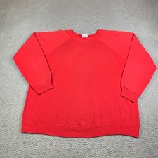 VTG 80s Hanes Sweatshirt Mens XL Blank Raglan Sleeve Red Made In USA
