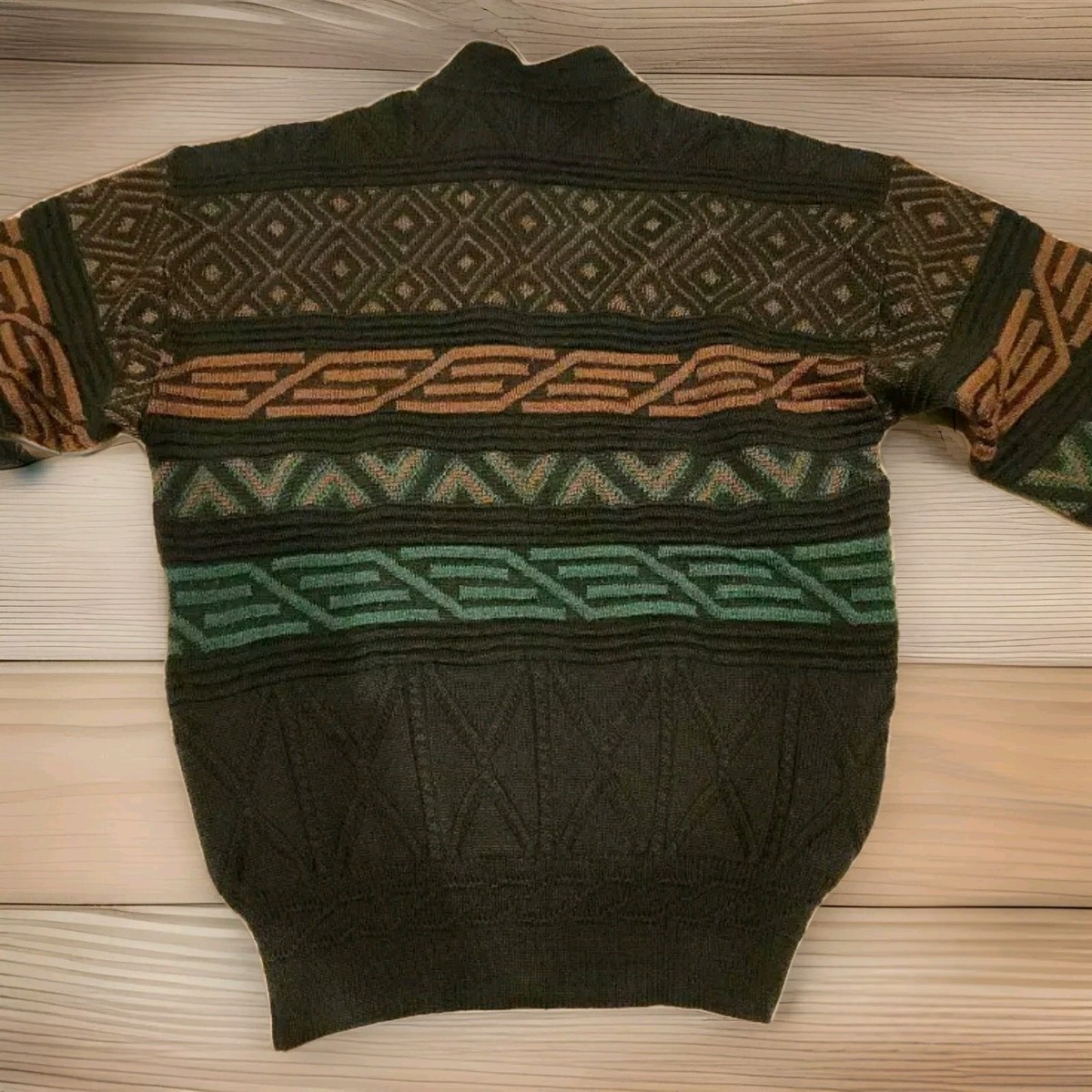 BALENCIAGA 90s Vintage Crazy Pattern Knit Sweater Brown Size M