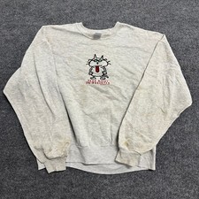Jerzees Sweatshirt Mens Size 2XL Gray 1995 Graphic Cat USA Made Stained Vintage