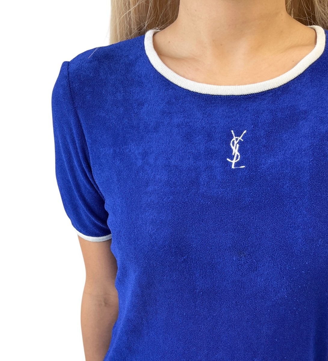 Yves Saint Laurent ドット柄タンクトップ ホワイト XS ロゴ Yves Saint Laurent ドット柄タンクトップ ホワイト XS ロゴ Yves