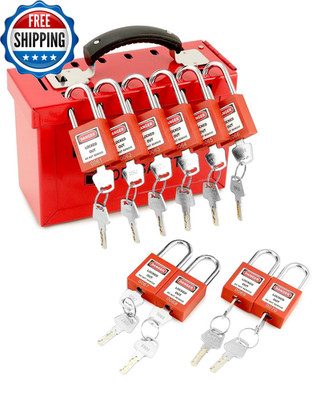 Lockout Tagout Box Kit, with 10 Keyed Loto Locks, Portable Group Lock Box - 12 S
