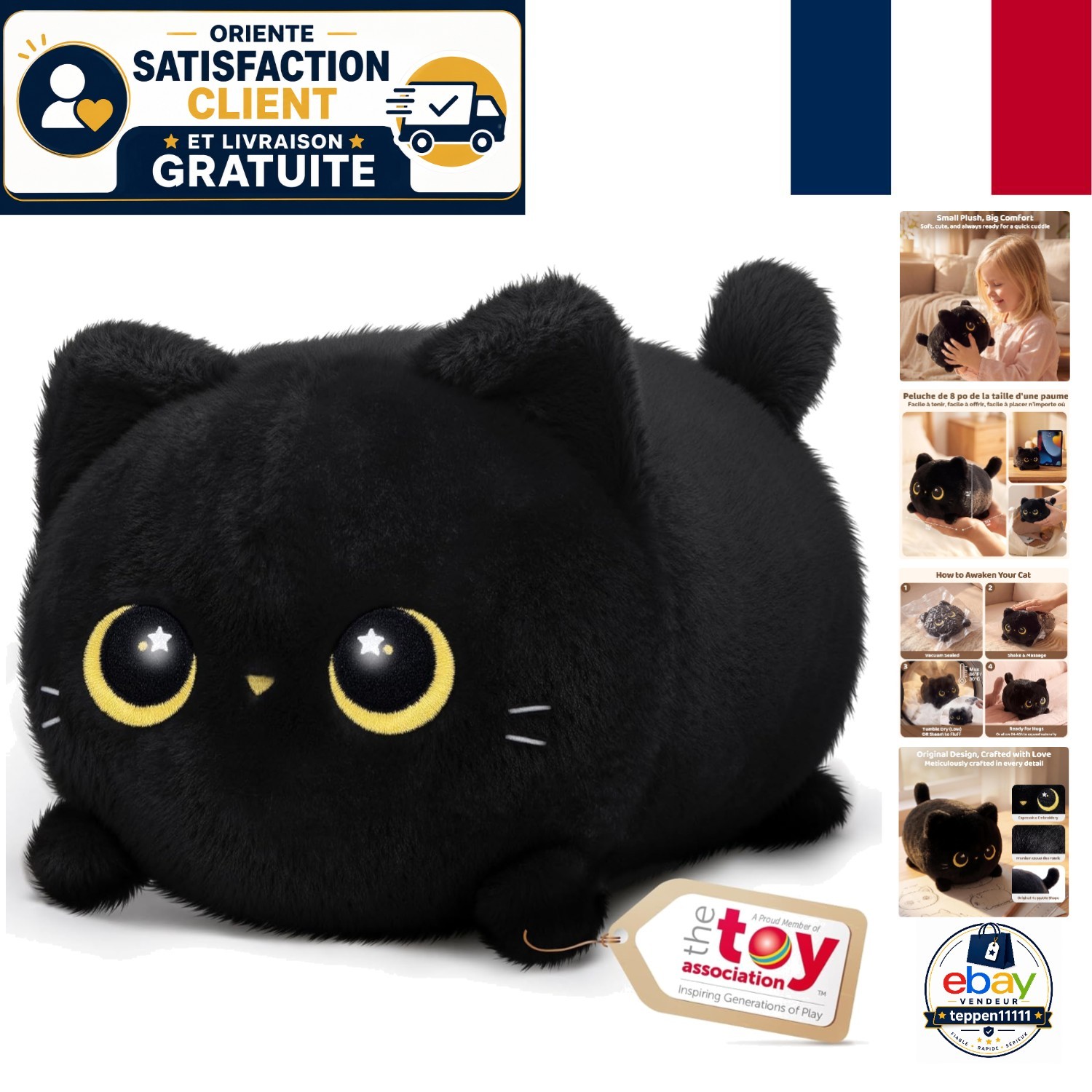 Peluche douce chat noir Mewaii de 20cm le cadeau d'anniversaire parfait dès 3 ans