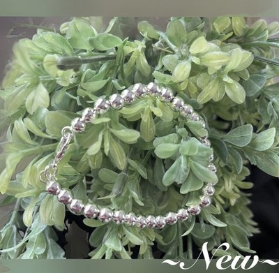 Sterling Armband 6 mm Perlen 925 hochglanzpoliert gemarkt mit Schmuckbeutel ~neu~ 
