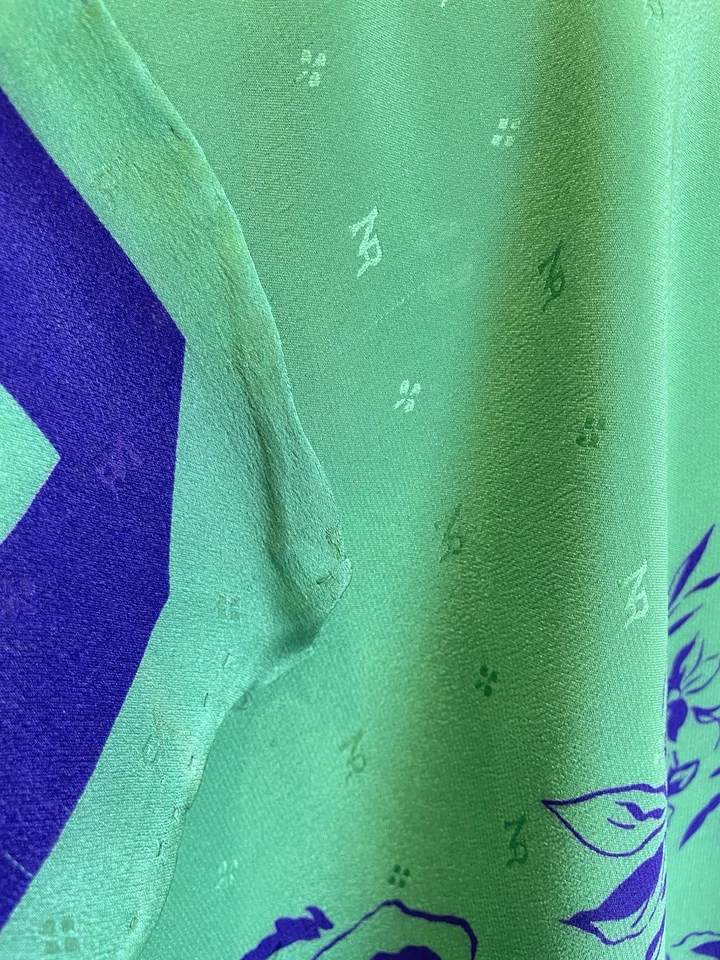 Y8# Nina Ricci 100% Seda Bufanda Verde Azul Estampado Floral Hecho en Italia De Colección Foto 4 de 4