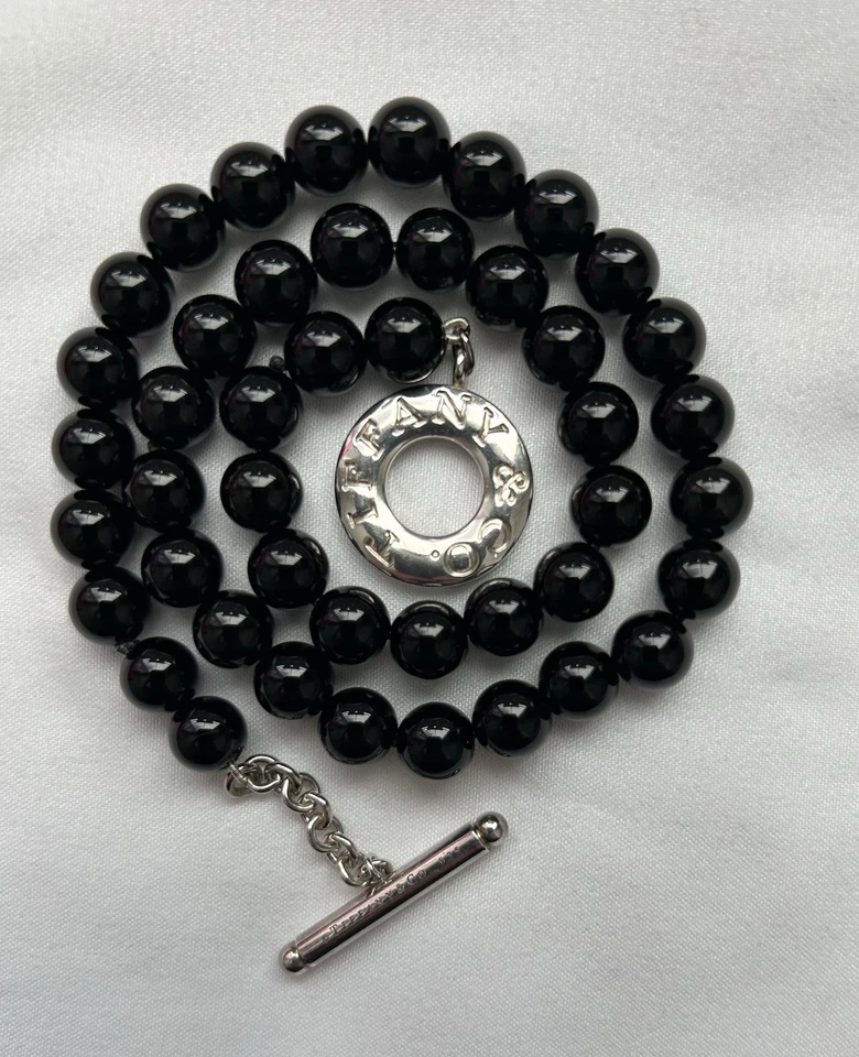 Tiffany & Co Black Onyx/925  Beaded Toggle Necklace And Bracelet Matching Set - Image 4 of 4