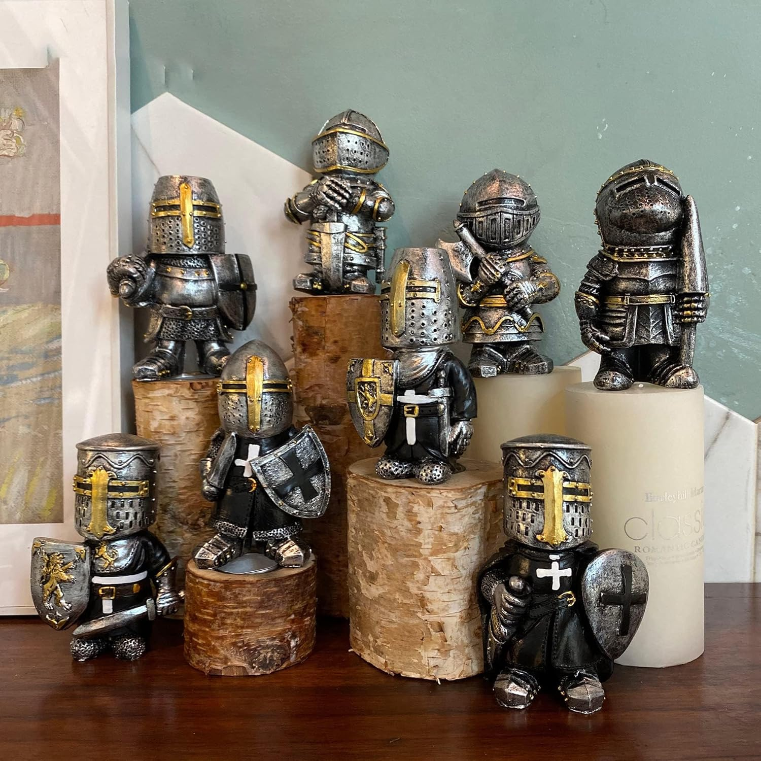 Knight Garden Gnome Statue Medieval Templar Crusader Decor for Outdoor Gardens-image