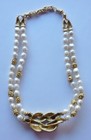 Necklace Signed FM Franklin Mint 1988 Faux Pearl Bow Vintage — photo 4