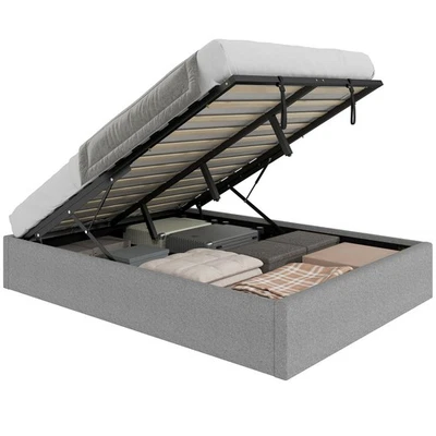 Struttura Letto Queen Size Con Testiera Grigio Scuro - Piattaforma A Doghe In Legno, Antiscricchiolio, Senza Molle